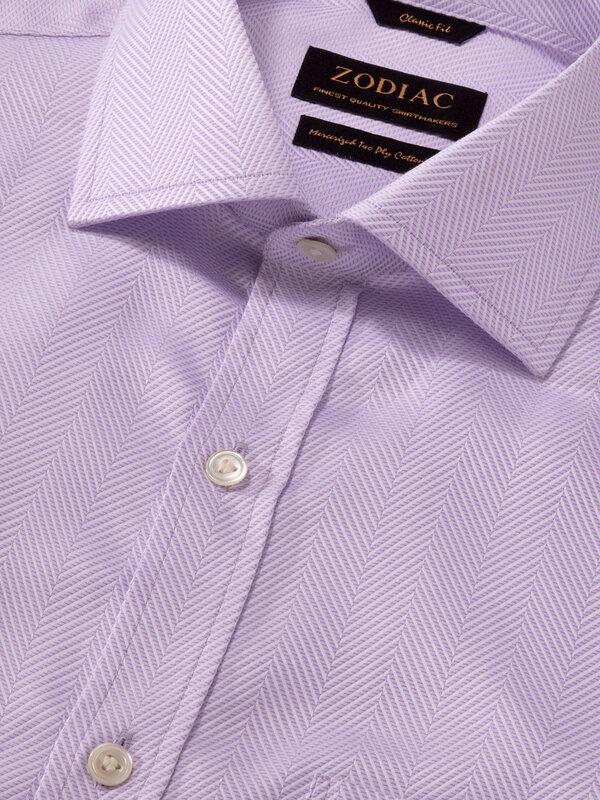Antonello Lilac Solid Full Sleeve Single Cuff Classic Fit Classic Formal Two Ply Mercerized Cotton Shirt
