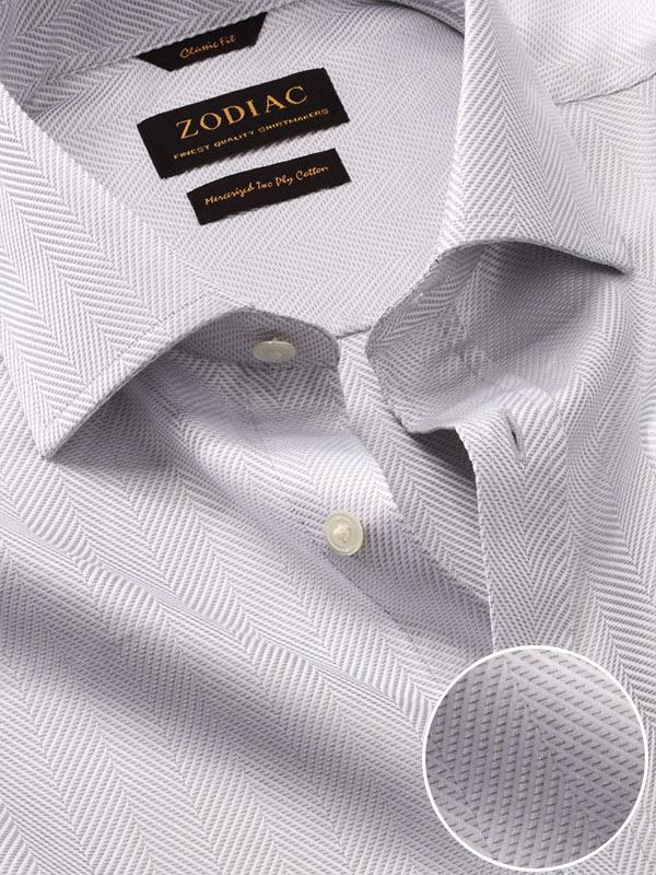 Antonello Light Grey Solid Full Sleeve Double Cuff Classic Fit Classic Formal Two Ply Mercerized Cotton Shirt