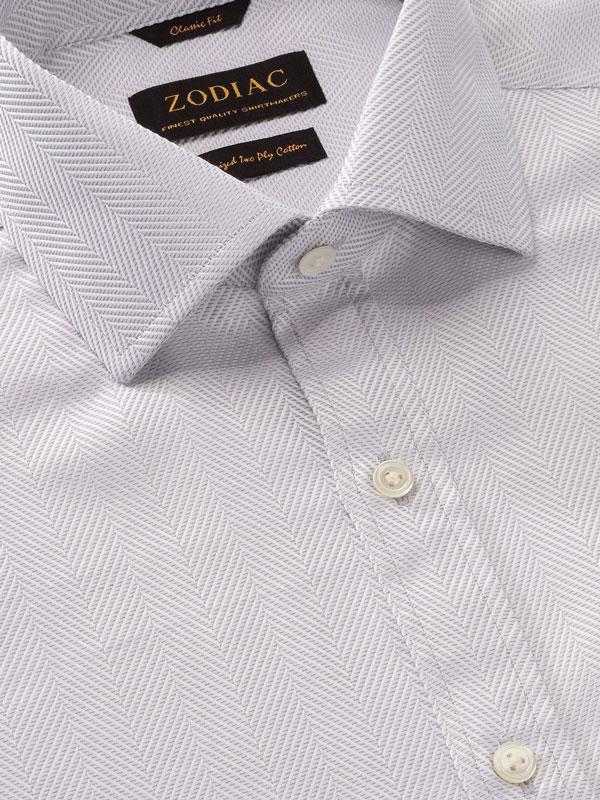 Antonello Light Grey Solid Full Sleeve Double Cuff Classic Fit Classic Formal Two Ply Mercerized Cotton Shirt