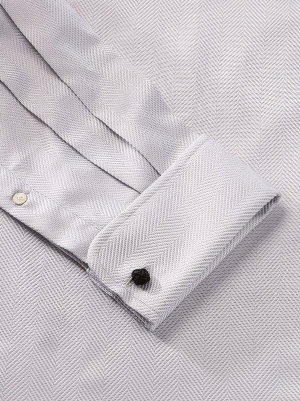 Antonello Light Grey Solid Full Sleeve Double Cuff Classic Fit Classic Formal Two Ply Mercerized Cotton Shirt