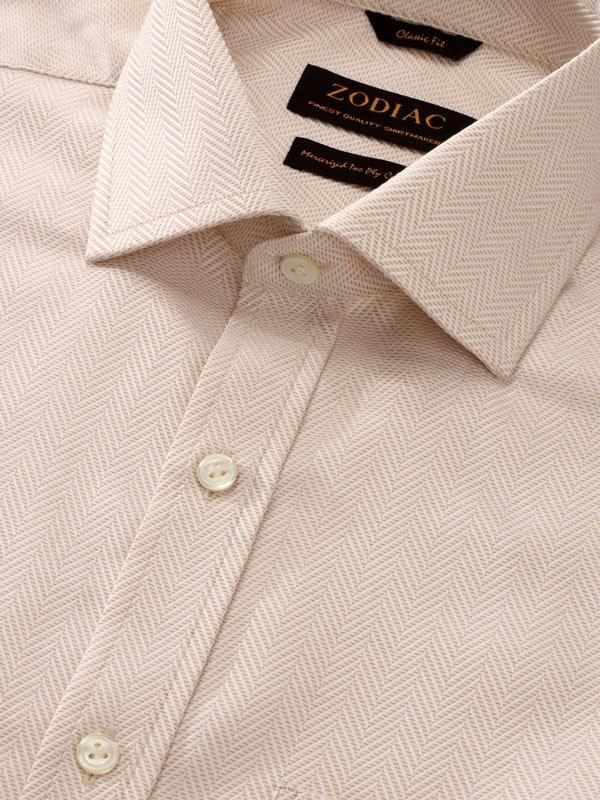 Antonello Sand Solid Full Sleeve Single Cuff Classic Fit Classic Formal Two Ply Mercerized Cotton Shirt
