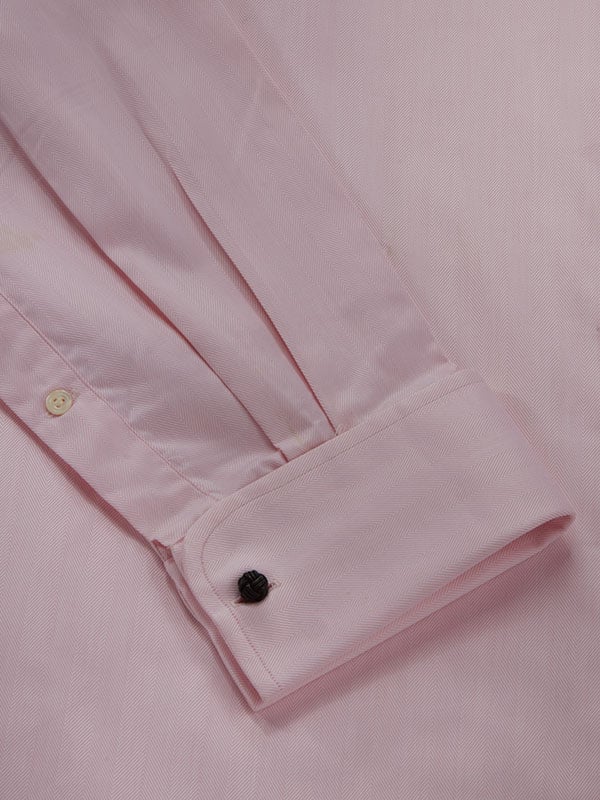 Antonello Pink Solid Full Sleeve Double Cuff Classic Fit Classic Formal Two Ply Mercerized Cotton Shirt