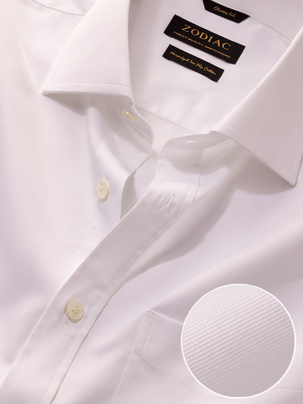 Antonello White Solid Full Sleeve Double Cuff Classic Fit Classic Formal Two Ply Mercerized Cotton Shirt