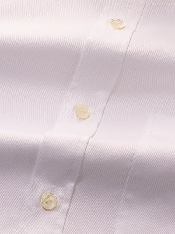 Antonello White Solid Full Sleeve Double Cuff Classic Fit Classic Formal Two Ply Mercerized Cotton Shirt