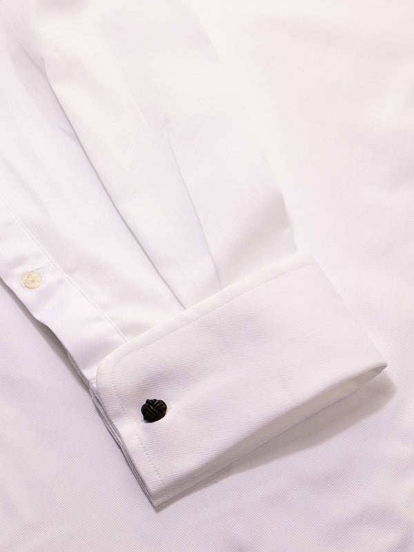 Antonello White Solid Full Sleeve Double Cuff Classic Fit Classic Formal Two Ply Mercerized Cotton Shirt