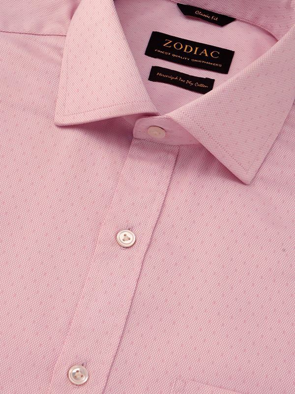 Antonello Pink Solid Full Sleeve Double Cuff Classic Fit Classic Formal Two Ply Mercerized Cotton Shirt