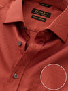Marzeno Rust Solid Full Sleeve Classic Fit Semi Formal Dark Two Ply Mercerized Cotton Shirt
