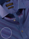 Marzeno Blue Solid Full Sleeve Single Cuff Classic Fit Semi Formal Dark Two Ply Mercerized Cotton Shirt