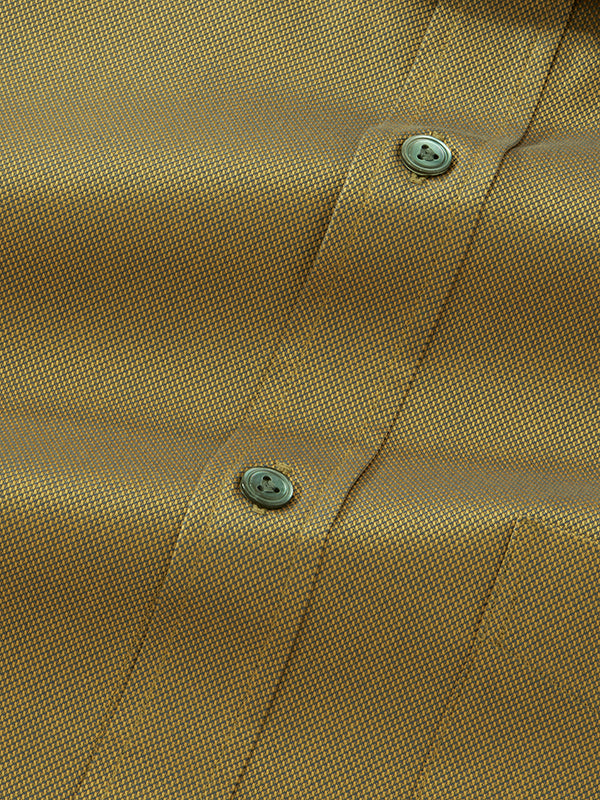 Marzeno Ochre Solid Full Sleeve Single Cuff Classic Fit Semi Formal Dark Two Ply Mercerized Cotton Shirt