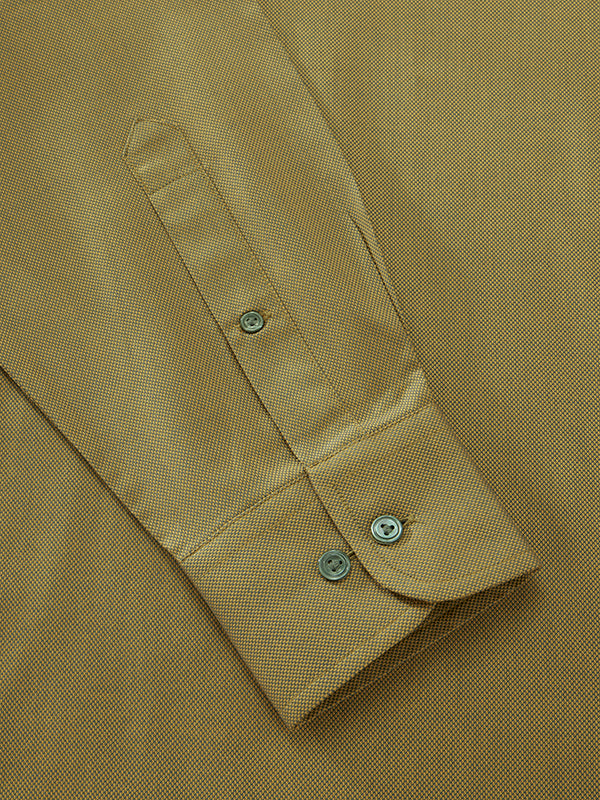 Marzeno Ochre Solid Full Sleeve Single Cuff Classic Fit Semi Formal Dark Two Ply Mercerized Cotton Shirt