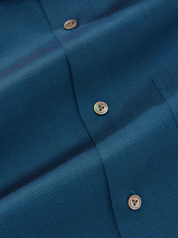 Marzeno Navy Solid Full Sleeve Single Cuff Tailored Fit Semi Formal Dark Two Ply Mercerized Cotton Shirt