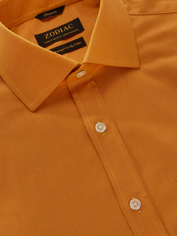 Marzeno Ochre Solid Full Sleeve Single Cuff Classic Fit Semi Formal Dark Two Ply Mercerized Cotton Shirt