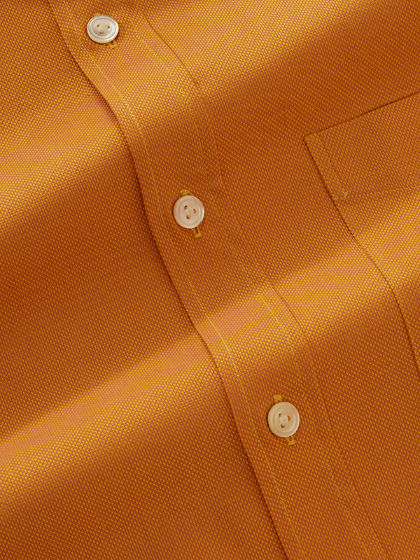 Marzeno Ochre Solid Full Sleeve Single Cuff Classic Fit Semi Formal Dark Two Ply Mercerized Cotton Shirt