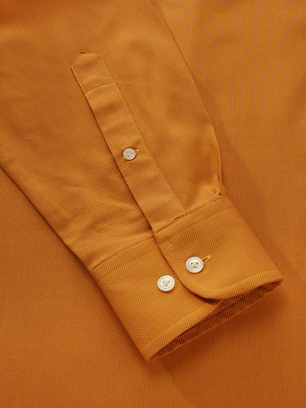 Marzeno Ochre Solid Full Sleeve Single Cuff Classic Fit Semi Formal Dark Two Ply Mercerized Cotton Shirt