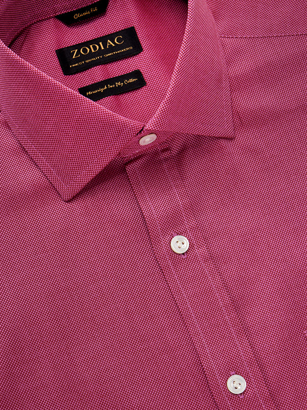 Marzeno Dark Pink Solid Full Sleeve Single Cuff Classic Fit Semi Formal Dark Two Ply Mercerized Cotton Shirt