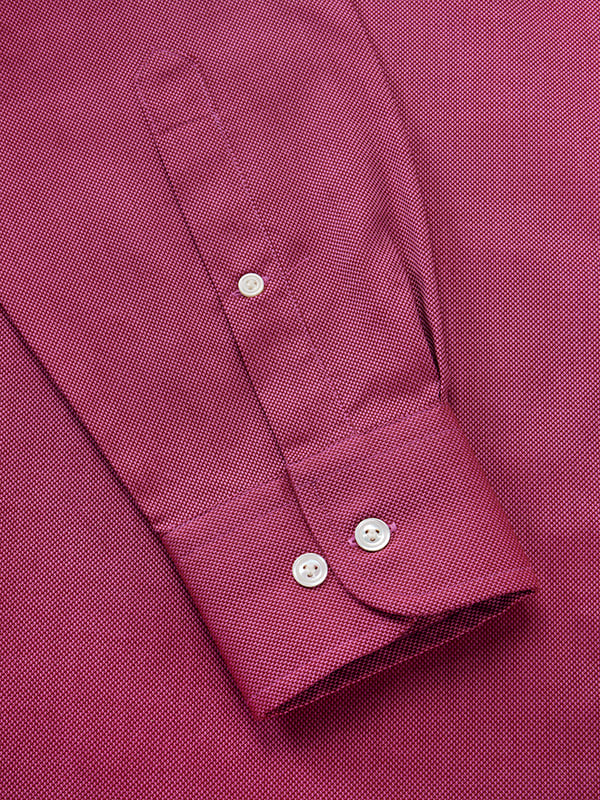 Marzeno Dark Pink Solid Full Sleeve Single Cuff Classic Fit Semi Formal Dark Two Ply Mercerized Cotton Shirt