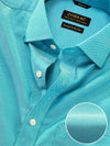Marzeno Turquoise Solid Full Sleeve Single Cuff Classic Fit Semi Formal Dark Two Ply Mercerized Cotton Shirt
