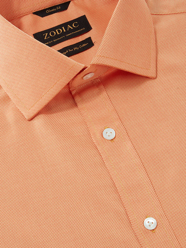 Marzeno Orange Solid Full Sleeve Single Cuff Classic Fit Semi Formal Dark Two Ply Mercerized Cotton Shirt