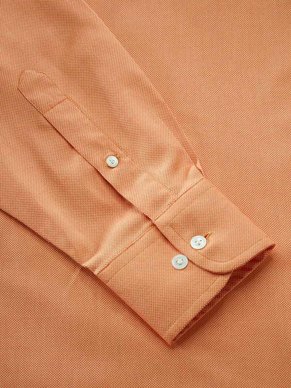 Marzeno Orange Solid Full Sleeve Single Cuff Classic Fit Semi Formal Dark Two Ply Mercerized Cotton Shirt