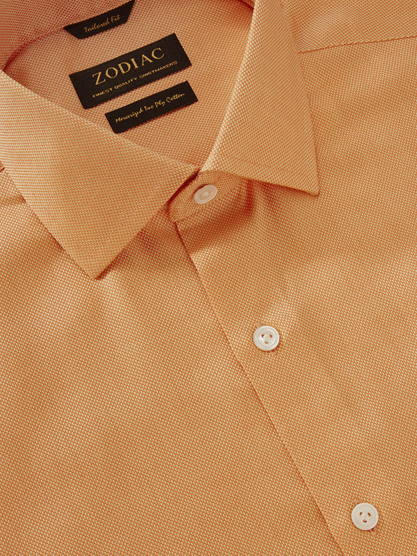 Marzeno Orange Solid Full Sleeve Single Cuff Tailored Fit Semi Formal Dark Two Ply Mercerized Cotton Shirt