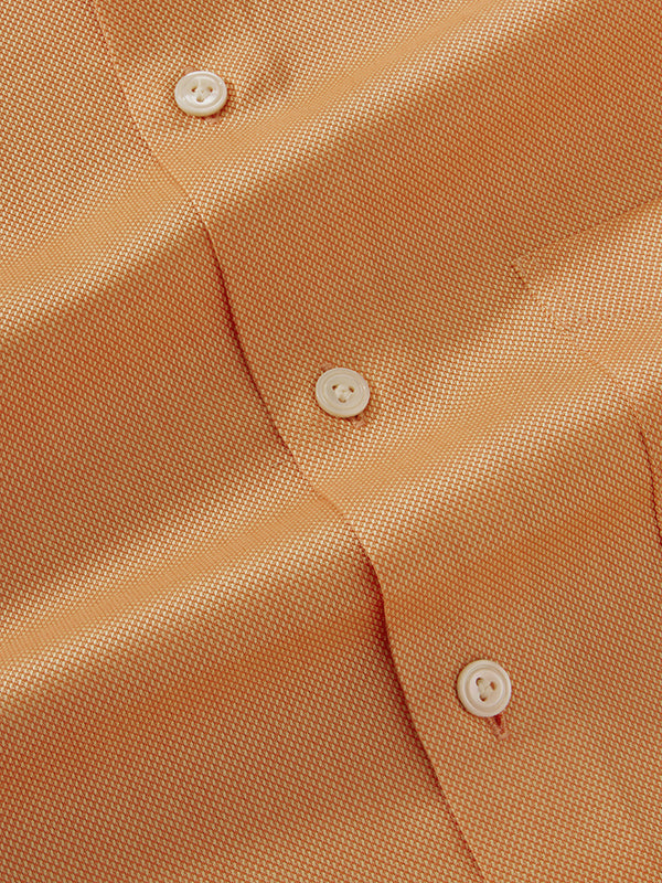 Marzeno Orange Solid Full Sleeve Single Cuff Tailored Fit Semi Formal Dark Two Ply Mercerized Cotton Shirt