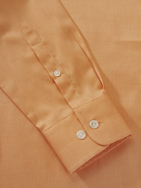 Marzeno Orange Solid Full Sleeve Single Cuff Tailored Fit Semi Formal Dark Two Ply Mercerized Cotton Shirt