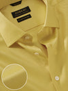 Marzeno Yellow Solid Full Sleeve Single Cuff Tailored Fit Semi Formal Dark Two Ply Mercerized Cotton Shirt