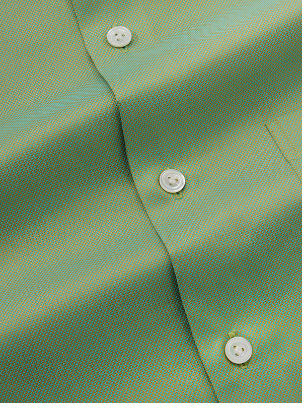 Marzeno Lime Solid Full Sleeve Single Cuff Tailored Fit Semi Formal Dark Two Ply Mercerized Cotton Shirt
