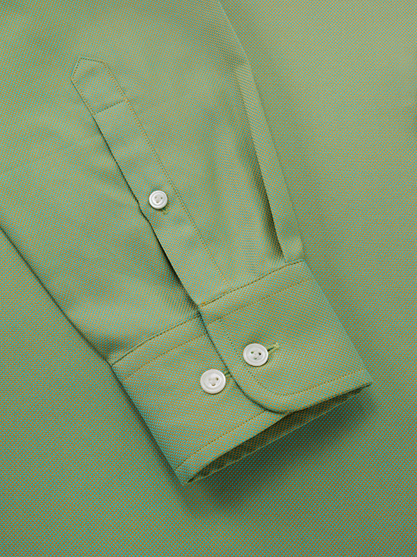 Marzeno Lime Solid Full Sleeve Single Cuff Tailored Fit Semi Formal Dark Two Ply Mercerized Cotton Shirt
