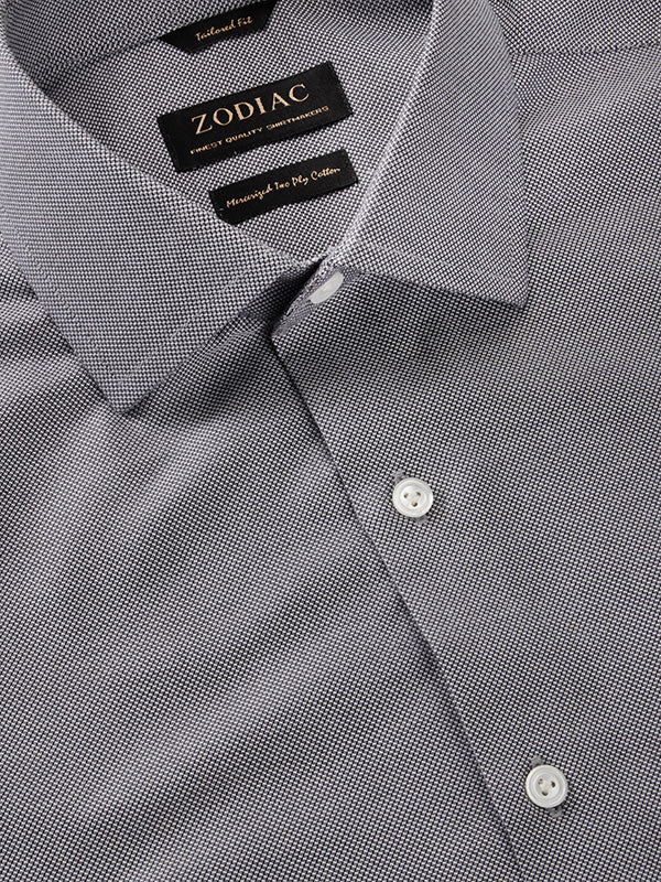 Marzeno Black Solid Full Sleeve Single Cuff Tailored Fit Semi Formal Dark Two Ply Mercerized Cotton Without Pocket Shirt
