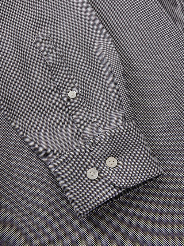 Marzeno Black Solid Full Sleeve Single Cuff Tailored Fit Semi Formal Dark Two Ply Mercerized Cotton Without Pocket Shirt
