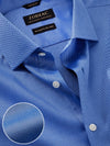 Marzeno Blue Solid Full Sleeve Single Cuff Tailored Fit Semi Formal Dark Two Ply Mercerized Cotton Without Pocket Shirt