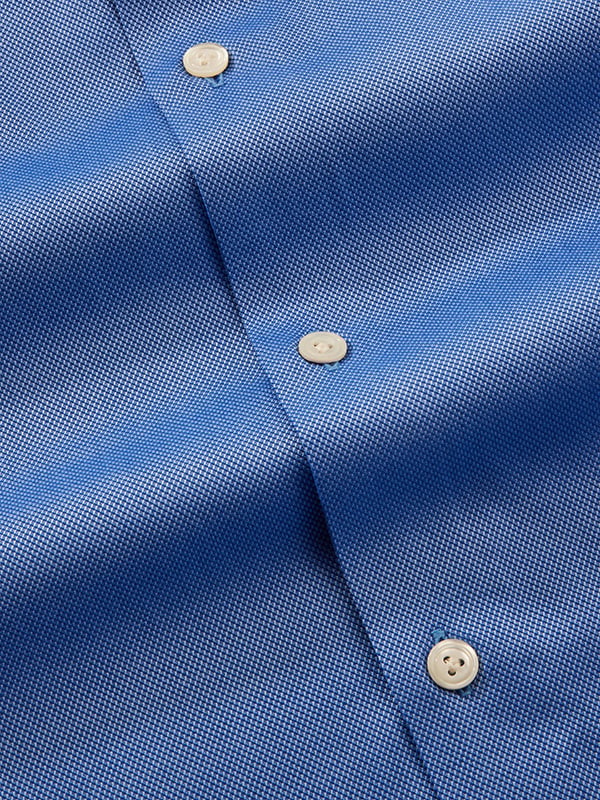 Marzeno Blue Solid Full Sleeve Single Cuff Tailored Fit Semi Formal Dark Two Ply Mercerized Cotton Without Pocket Shirt