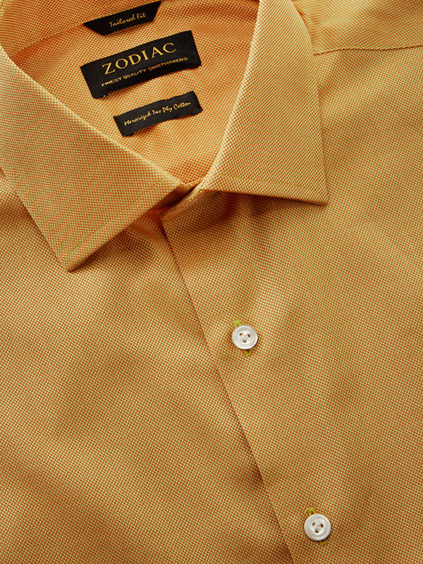 Marzeno Ochre Solid Full Sleeve Single Cuff Tailored Fit Semi Formal Dark Two Ply Mercerized Cotton Without Pocket Shirt