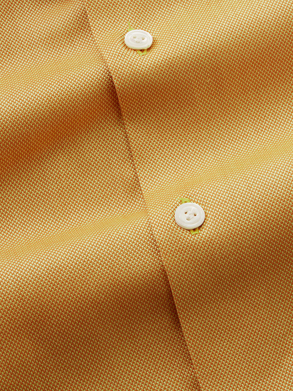 Marzeno Ochre Solid Full Sleeve Single Cuff Tailored Fit Semi Formal Dark Two Ply Mercerized Cotton Without Pocket Shirt