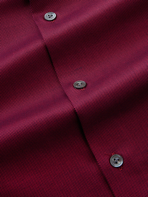 Marzeno Maroon Solid Full Sleeve Single Cuff Tailored Fit Semi Formal Dark Two Ply Mercerized Cotton Without Pocket Shirt