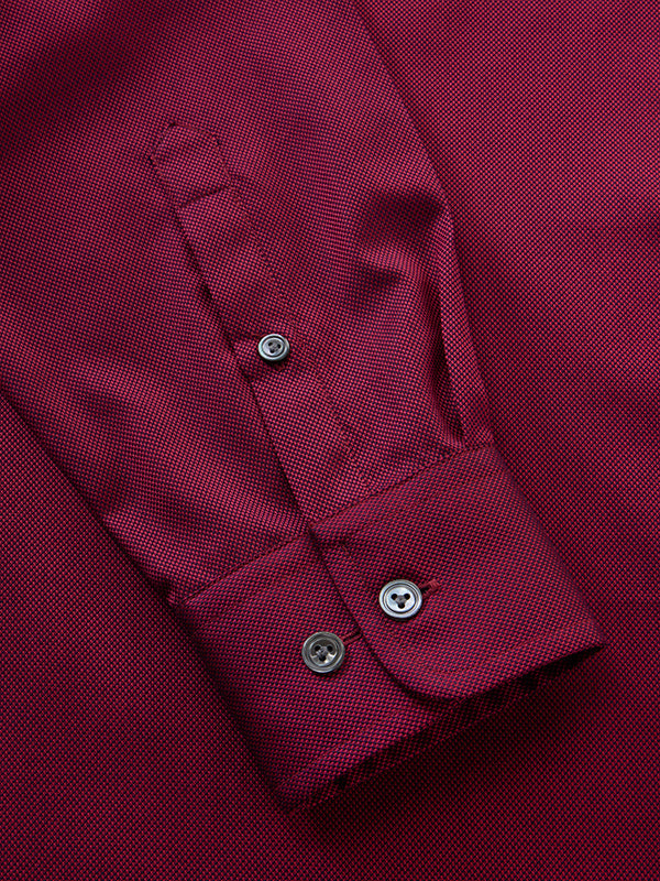 Marzeno Maroon Solid Full Sleeve Single Cuff Tailored Fit Semi Formal Dark Two Ply Mercerized Cotton Without Pocket Shirt