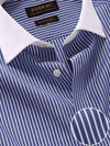 Bankers Ink Striped Full sleeve single cuff Classic Fit Classic Formal Cotton Shirt