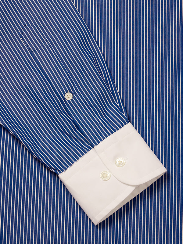 Banco Ink Striped Full Sleeve Single Cuff Tailored Fit Classic Formal Cotton Shirt