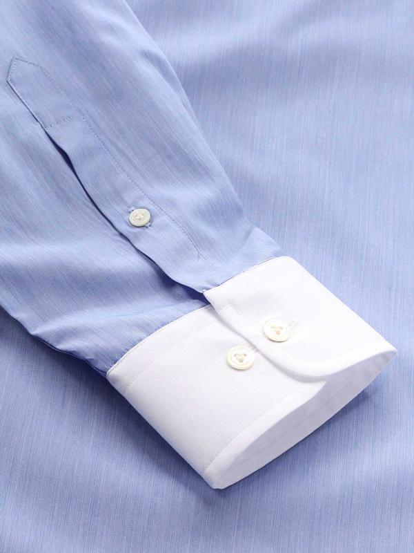 Bankers Medium Blue Solid Full sleeve single cuff Tailored Fit Classic Formal Cotton Shirt