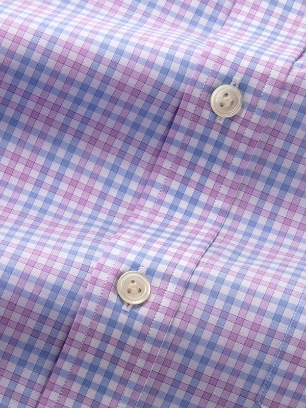 Barboni Lilac Check  Half Sleeve Classic Fit Semi Formal Silk Touch Egyptian Giza Cotton Shirt