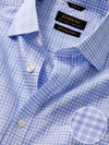 Barboni Sky Check Half Sleeve Classic Fit Semi Formal Silk Touch Egyptian Giza Cotton Shirt