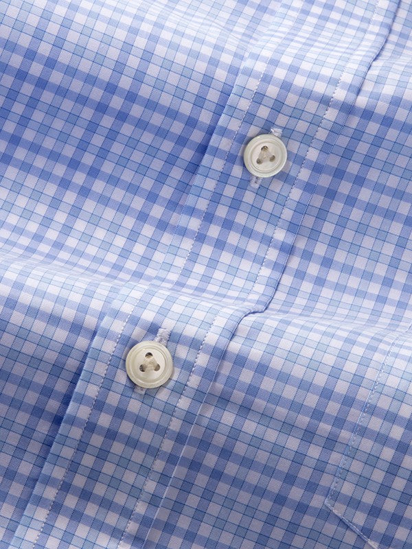 Barboni Sky Check Half Sleeve Classic Fit Semi Formal Silk Touch Egyptian Giza Cotton Shirt