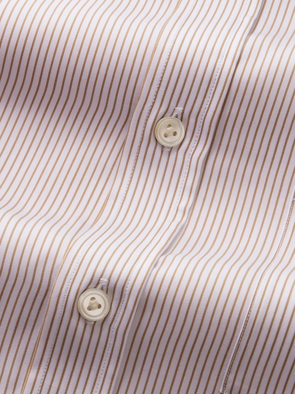 Barboni Sand Striped Full Sleeve Single Cuff Classic Fit Classic Formal Silk Touch Egyptian Giza Cotton Shirt
