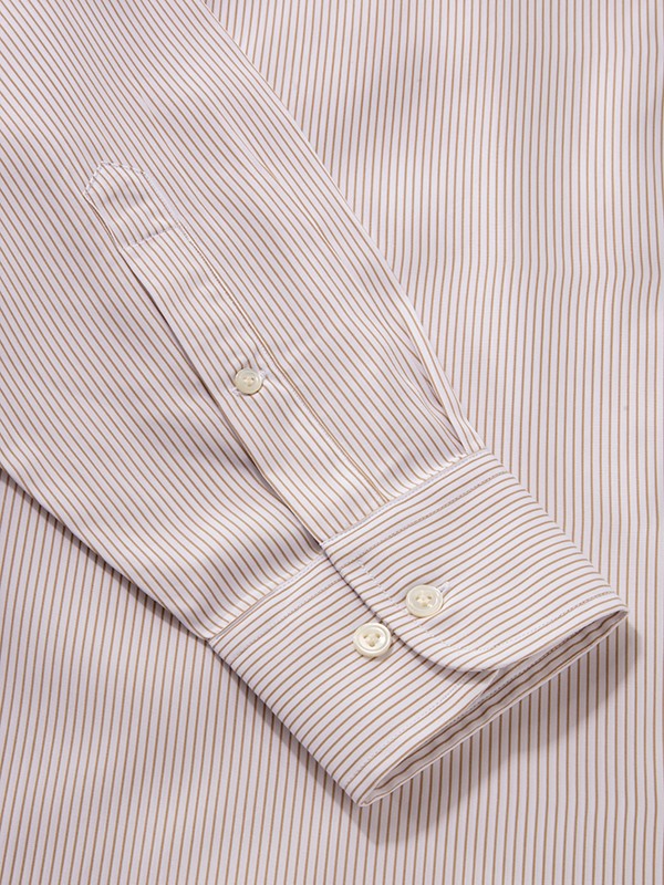 Barboni Sand Striped Full Sleeve Single Cuff Classic Fit Classic Formal Silk Touch Egyptian Giza Cotton Shirt