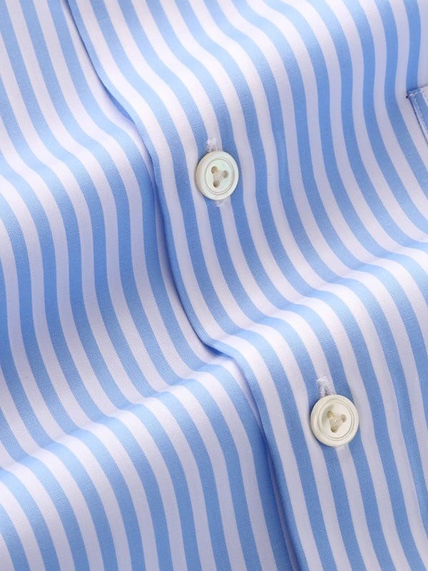 Barboni Sky Striped Full Sleeve Single Cuff Tailored Fit  Formal Silk Touch Egyptian Giza Cotton Shirt