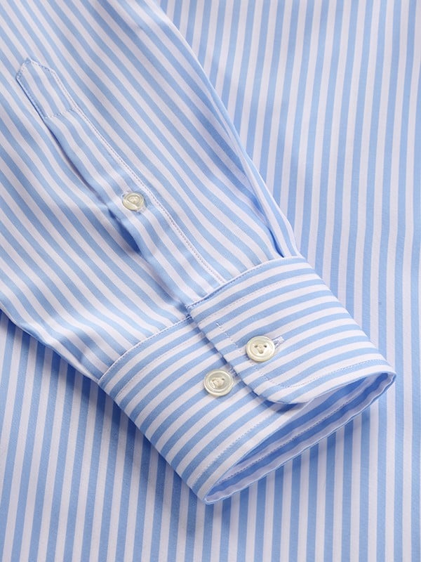 Barboni Sky Striped Full Sleeve Single Cuff Tailored Fit  Formal Silk Touch Egyptian Giza Cotton Shirt