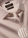 Barboni Sand Striped Half Sleeve Tailored Fit Semi Formal Silk Touch Egyptian Giza Cotton Shirt