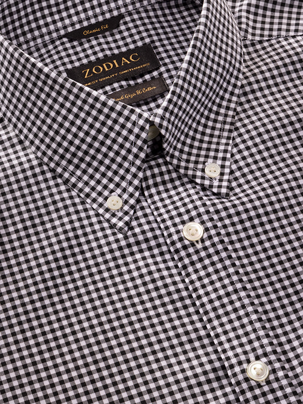 Barboni Black & White Full Sleeve Single Cuff Classic Fit Classic Formal Silk Touch Egyptian Giza Cotton Shirt