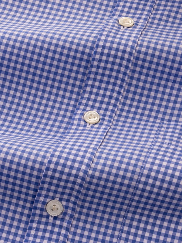 Barboni Blue Check Full Sleeve Single Cuff Classic Fit Classic Formal Silk Touch Egyptian Giza Cotton Shirt